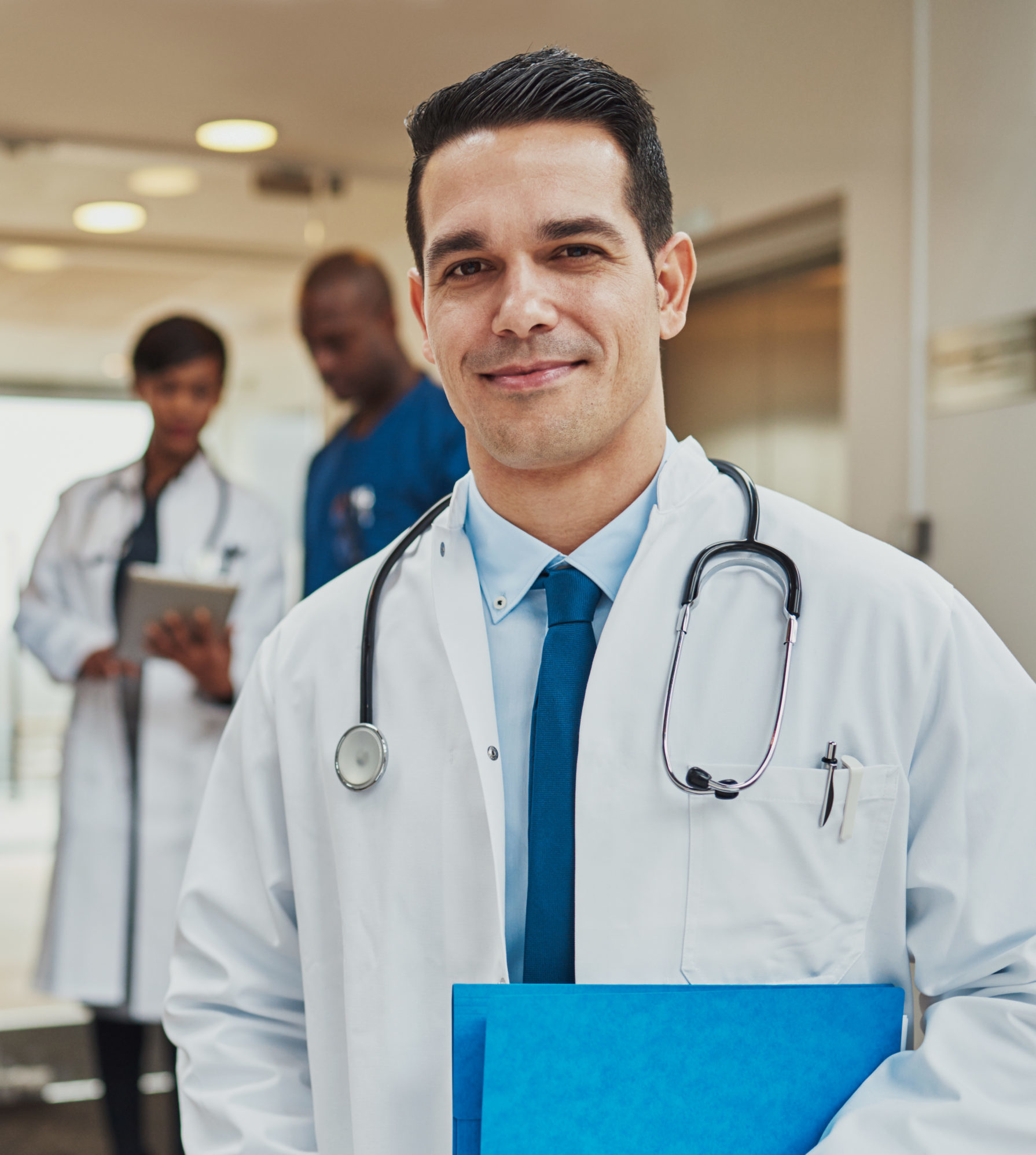 Friendly confident Hispanic doctor